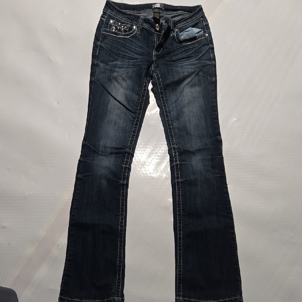 Dark Wash Women's Bootcut Jeans - Rhinestone Detail